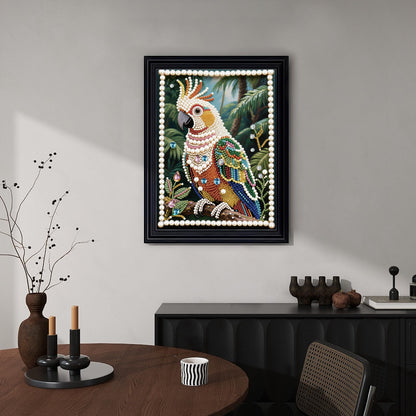 Stalente Pearl Diamond Painting Kits for Adults Parrot, 5D Special Shape Diamond Art Kits for Beginners, Crystal Rhinestones Diamond Painting for Home Wall Decoration Gift 12×16inch, Bird