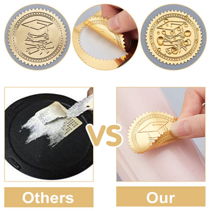 CRASPIRE Palm Coconut Tree Stickers 2" Gold Envelope Seals 100pcs Summer Sea Seagull Beach Embossed Foil Seals Adhesive Seal Stickers Label for Wedding Invitations Card Making Gift Packaging