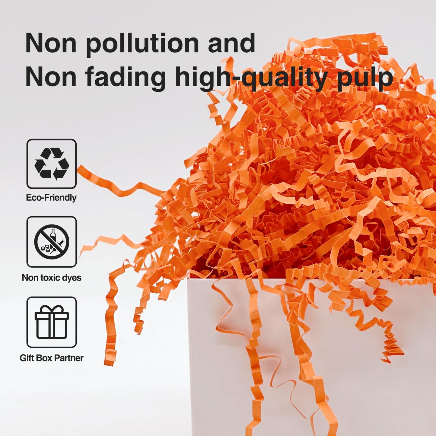 Corlcol 2LB Crinkl Paper Shred Filler for Bag Gift Box Basket Confetti Paper Shreded Stuffing Decoration for on Halloween Day (Orange)