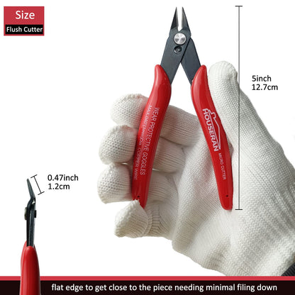 HOUSERAN 170 Wire Cutters, Small Wire Cutters, 5 PACK, 5 Inch Micro Flush Cutter, Spring Loaded Cutting Pliers, Side Cutters, Diagoanl Cutters for Jewelry Making, Models, Zip Ties Plastic Wire Snips