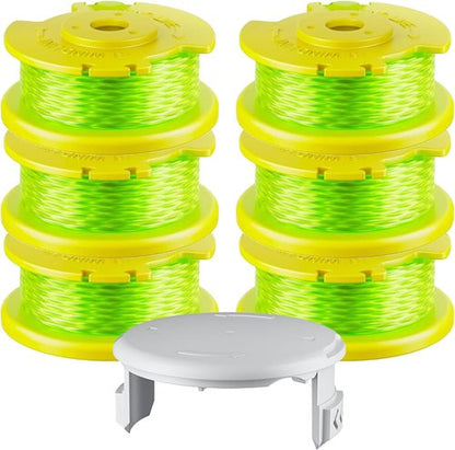 Hart 7-Pack .080" String Pre-Wound Spool - Compatible with Auto-Feed Trimmer | Includes 6 Spools & 1 Cap