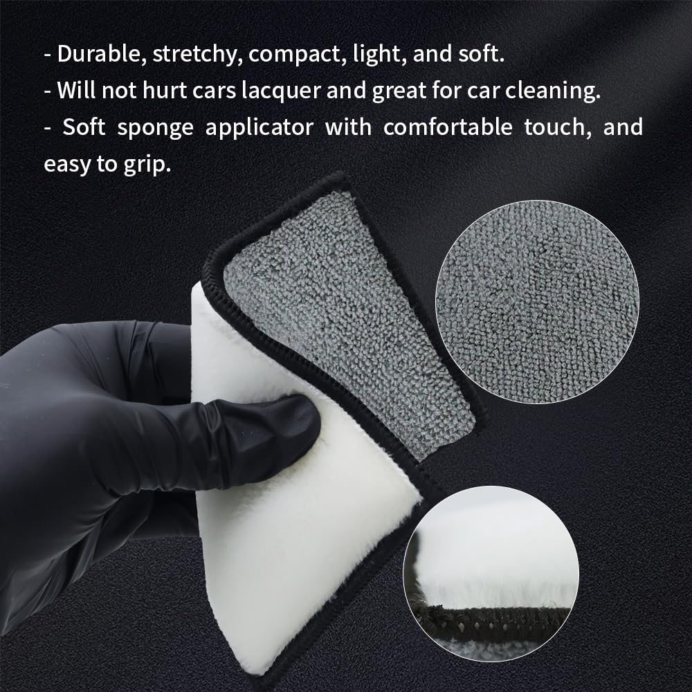 ANTSHINY Car Interior Scrubbing Sponge, Microfiber Car Wax Applicator Scrubber Pad, Car Detailing Microfiber Interior Scrub Pad,Washing Sponges for Car, Boat, Wood, Marble and Motorcycle - 6pcs (gray)