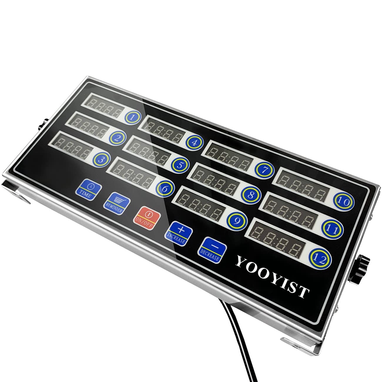 YOOYIST Precision Kitchen Timers for Cooking – 12 Channel Commercial Kitchen Timer Restaurant Kitchen Supplies – Stainless Steel Digital LED Chef Cooking Timer – Reminder Function, Loud Alarm, Black