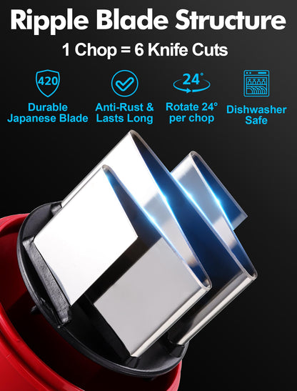 Food Chopper, Hand Chopper Dicer Easy to Clean, Manual Slap Vegetable Cutter Onion Dicer, Garlic Mincer for Onion, Nut, Tomato, Pepper, Celery, etc, Red