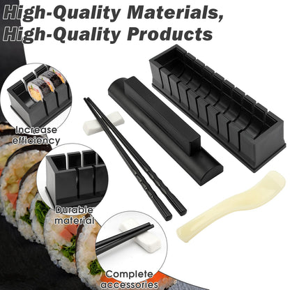 Sushi Making Kit, Sushi Maker 4-in-1 Rice Ball Mold Shapes with Press Mold, Chopsticks, Ceramic Dishes, Spoon