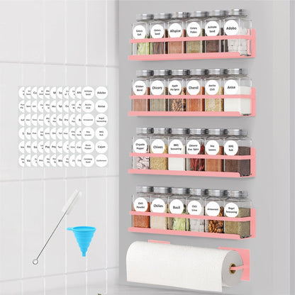 24 4 Pack Magnetic Spice Rack with Jars Magnetic Spice Rack for Refrigerator Spice Jars with Label Magnetic Shelves