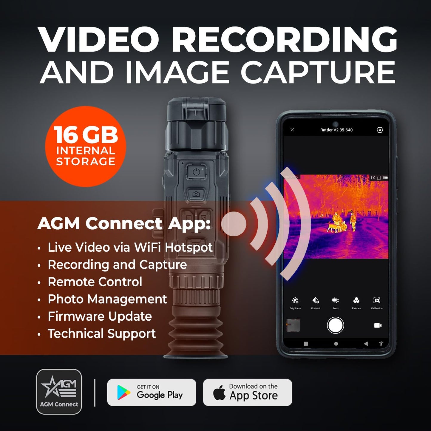 AGM Global Vision Rattler V2 50-640 Thermal Imaging Scope | High Sensitivity Thermal Scope for huning with 640x512 Resolution,Thermal Vision 2.5X Base Magnification and 2600m Detection Range