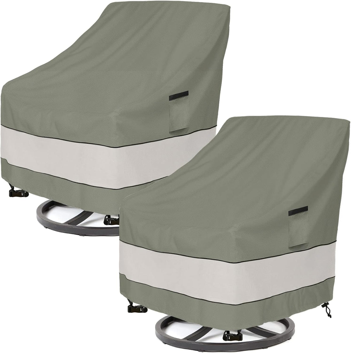 Patio Chair Covers - Waterproof Outdoor Furniture Protection | 33W x 37D x 38H Inches - Grayish Green (2 Pack)