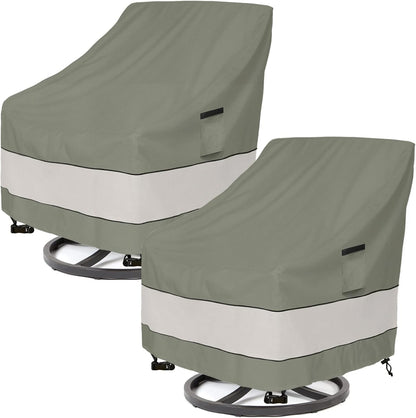 Patio Chair Covers - Waterproof Outdoor Furniture Protection | 33W x 37D x 38H Inches - Grayish Green (2 Pack)