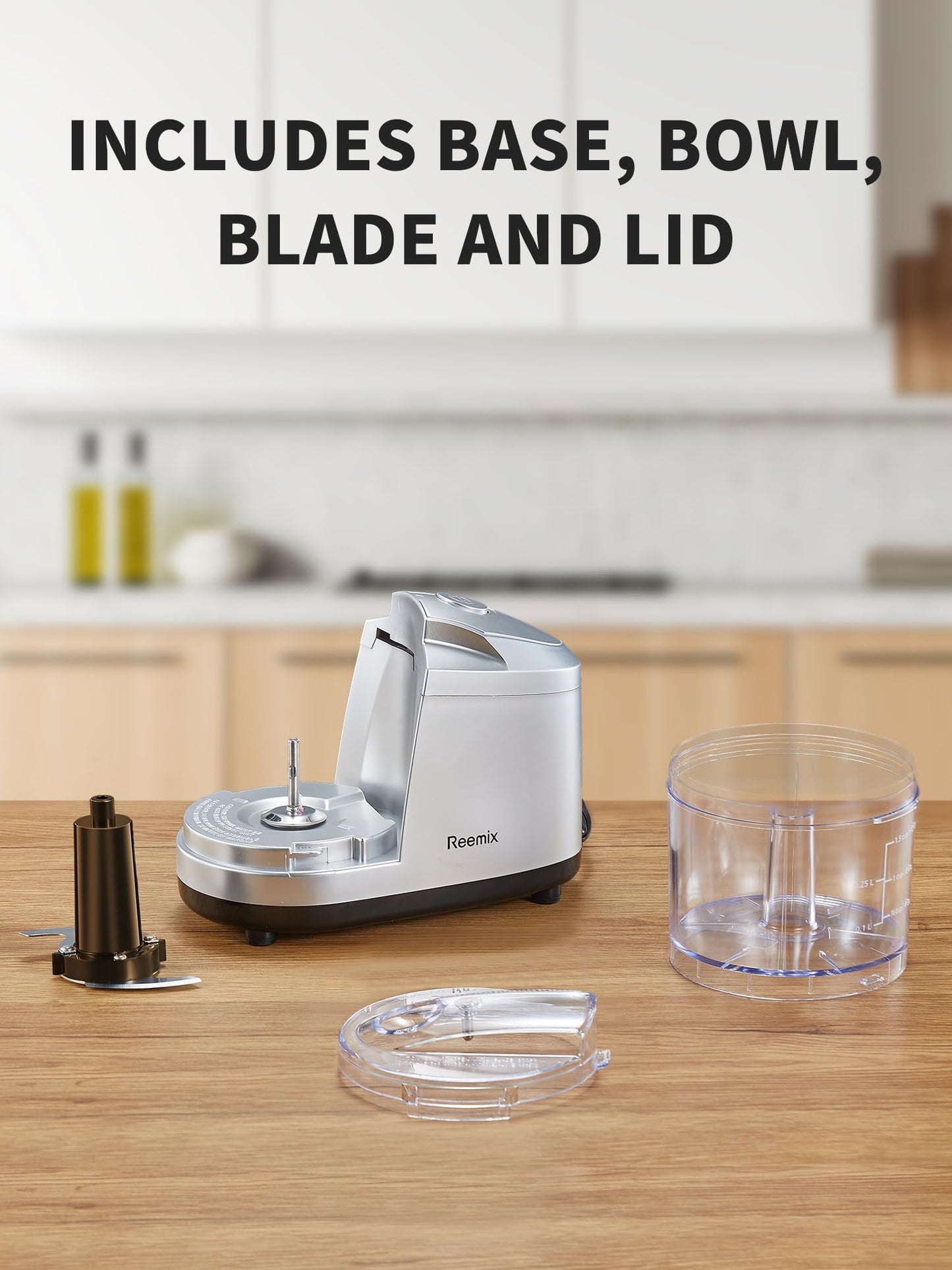Reemix 1.5-Cup One-Touch Electric Food Chopper, 100W Mini Food Processor Meat Grinder, Mix, Chop, Mince and Blend Vegetables, Fruits, Nuts, Meats, Stainless Steel Blade (Black)