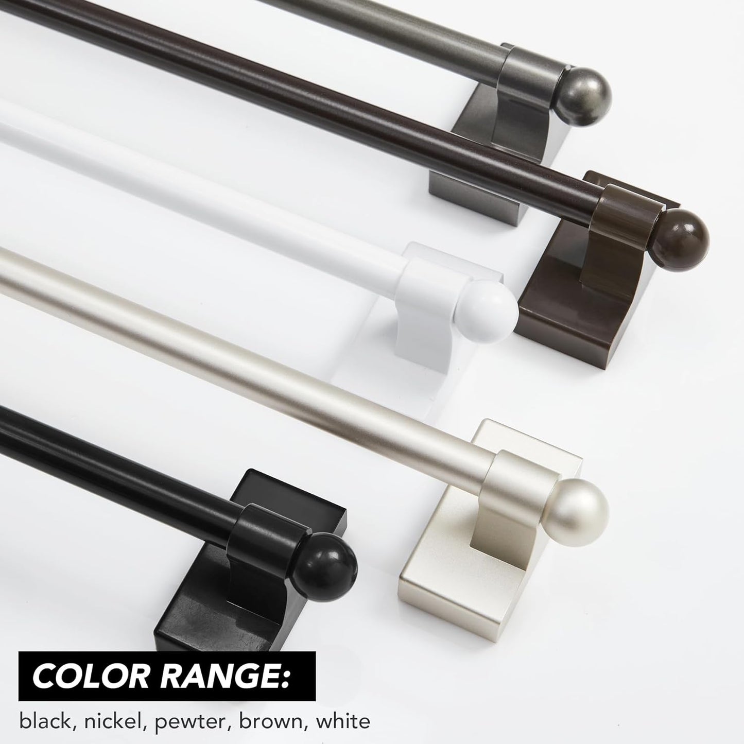 Deconovo Magnetic Curtain Rod for Door Curtain, 4 Pack, 16-28" Inch No Drilling Curtain Rods for Windows, Nickel