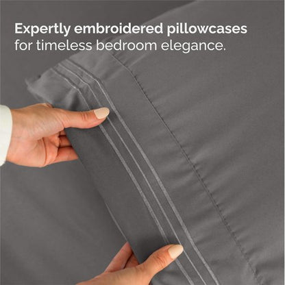 King Size 4 Piece Sheet Set - Ultra-Soft Cooling Bed Sheets for Luxurious Comfort - Deep Pockets - Dark Grey