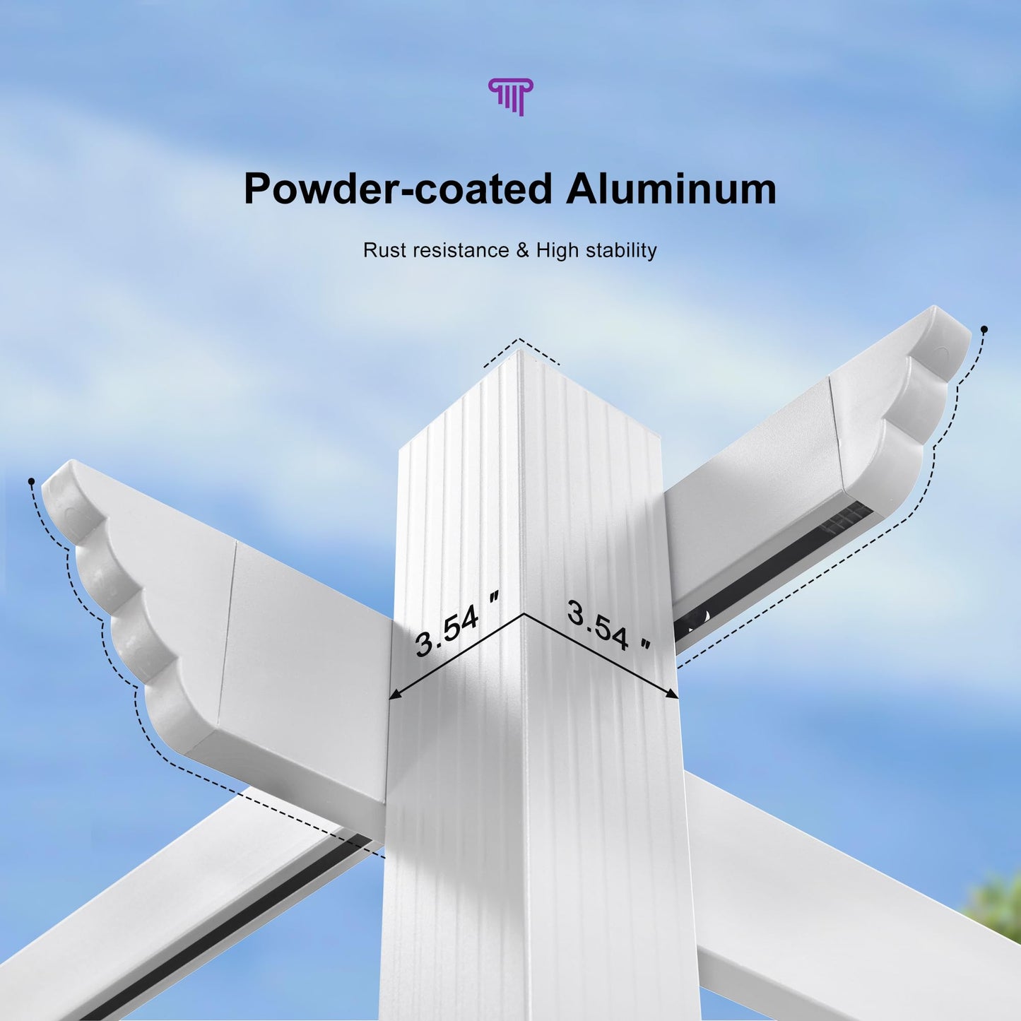 PURPLE LEAF 10' x 13' Outdoor Retractable Pergola Heavy-Duty Aluminum White Pergola with Sun Shade Canopy Patio Modern Shelter for Garden Yard Deck Grape Trellis, Grey