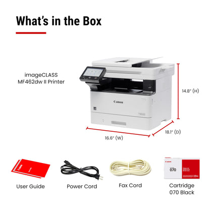 Canon imageCLASS MF462dw II - Monochrome Wireless Duplex Laser Printer with Print, Copy, Scan, Fax, Expandable Paper Capacity, 37 PPM