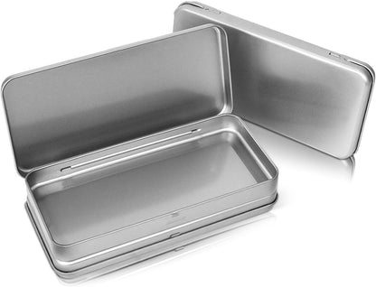 3 Pack Metal Tin Box with Lid, Rectangular Tins with Hinged Lid for Storage of Jewelry, Candies, and Crafts