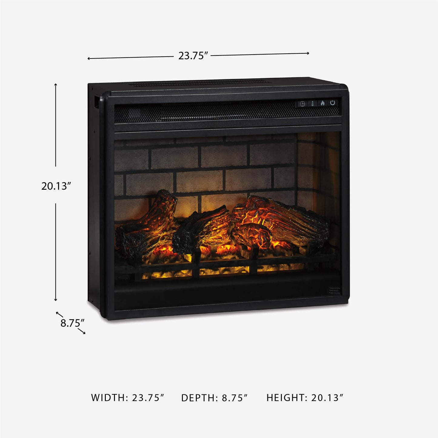 Signature Design by Ashley 24" Electric Infrared Fireplace Insert with Remote Control, Black