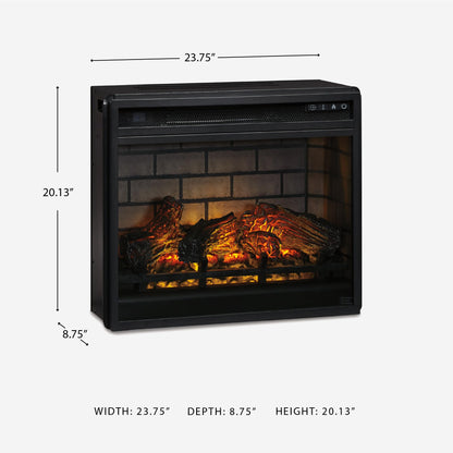 Signature Design by Ashley 24" Electric Infrared Fireplace Insert with Remote Control, Black