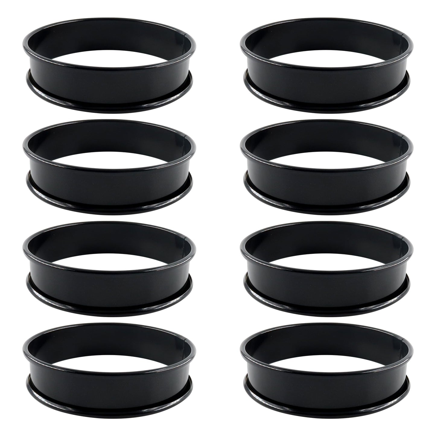 LVYKING 8Pcs Crumpet Rings English Muffin Rings, 3.75 Inch Stainless Steel Nonstick Egg Tart Rings, Round Cake Mold for Food Making, Black