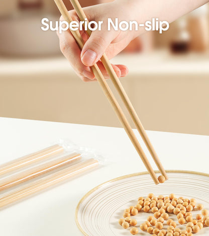 LOROTOCO 100Pairs Bamboo Chopsticks Disposable | Individually Wrapped | Bulk | Separated | Round | Premium Quality-（9.45in)