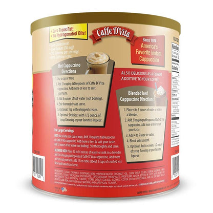 Caffe D'Vita Mocha Cappuccino Mix - Mocha Powder Mix, Instant Cappuccino Mix, Gluten Free, No Cholesterol, No Hydrogenated Oils, No Trans Fat, 99% Caffeine Free, Mocha Mix - 4 LBS
