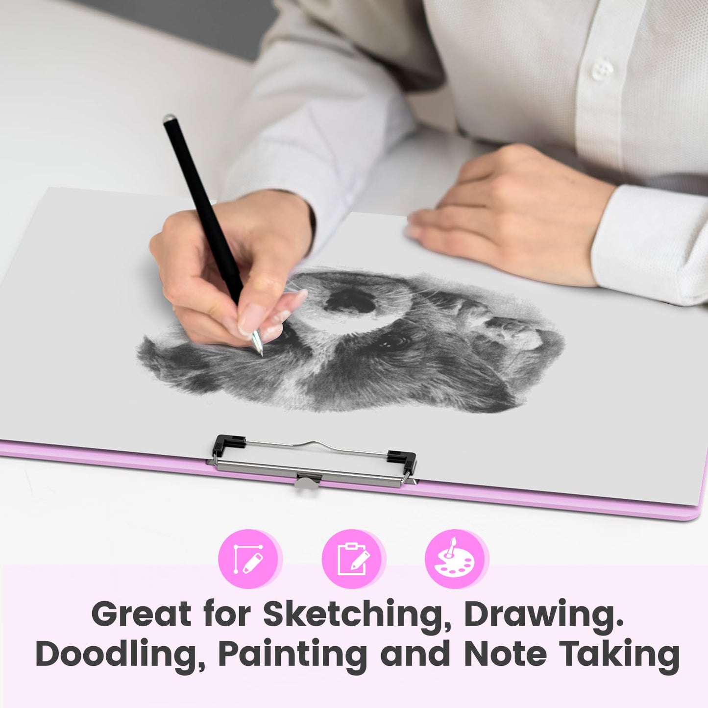 Macroclo Extra Large 11x17 Clipboards, Plastic Pink Drawing Boards, Horizontal Clip Board, Landscape Layout. Suitable for Watercolor, Sketching, Painting. Art & Drafting Supply