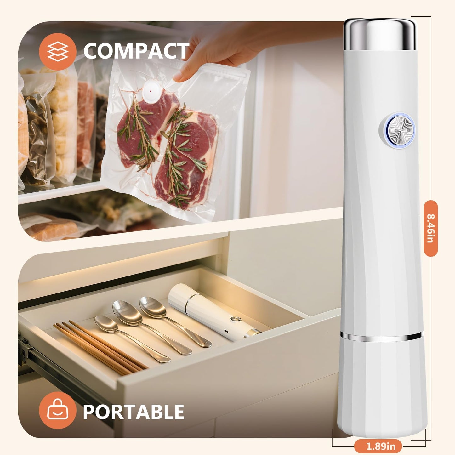 Kayiant Vacuum Sealer For Food (Compact Vacuum Sealers+30 Reusable Vacuum Bags), Powerful Handheld Vacuum Sealer for 10X Preservation & Fresh