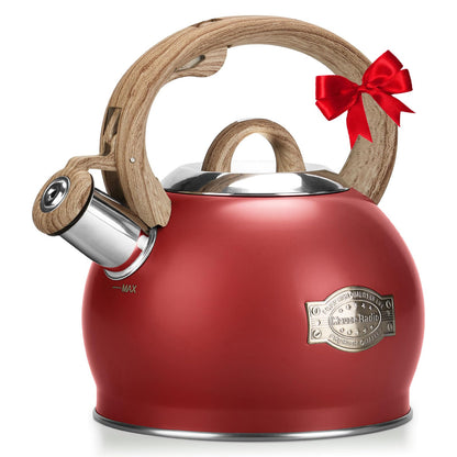 Hauce Radio Tea Kettle for Stovetop, 2.1 Quart Loud Whistle Stovetop Teapots,Food Grade Stainless Steel Tea kettles for Stove Top with Anti-hot Ergonomic Handle,Suitable for All Heat Sources