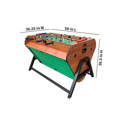 KICK Triplex 55″ Telescopic Rods 3-in-1 Swivel Multi Game Table (Brown) – Foosball, Pool/Billiards & Air Hockey