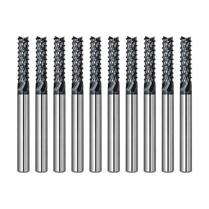 WEXWE Tools 10Pcs 3.0mm CrAlB Coating Solid Carbide End Mill Engraving Milling Cutter CNC Router Bits for PCB Machine, 1/8" Shank 1BOX