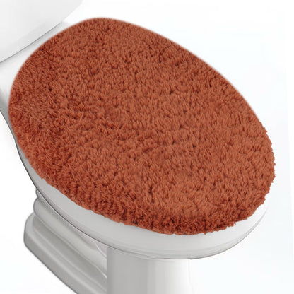 Baahrnom Microfiber Elongated Toilet Seat Cover 19.5"x 15" Machine Washable Solid Toilet Lid Cover Adjustable Rubber Backing Fits Only 18-19.5" L x 14-16" W Elongated Toilet Seat