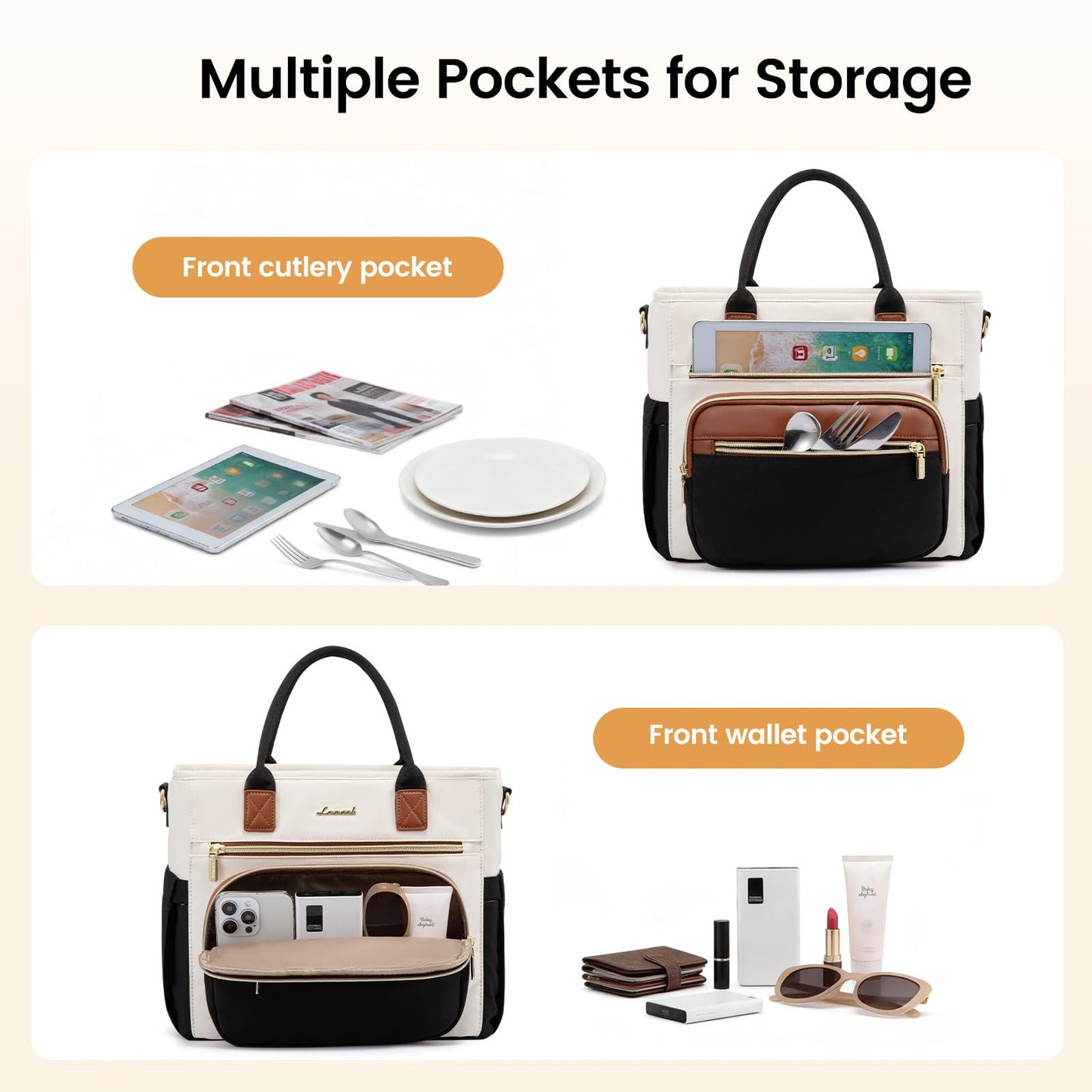 LOVEVOOK Insulated Lunch Bag Women,Wide Opening Adult Lunch Box Women,Large Leakproof Cooler Bag for Work Picnic Beach Family College,Lunch Teacher Tote Bag with Adjustable Shoulder Strap Cup Holder