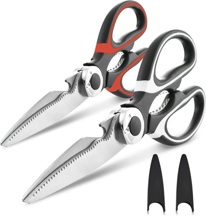 RageCraft Kitchen Shears, 2-Pack Heavy Duty Dishwasher Safe Scissors for Chicken, Poultry, Meat, Fish, Vegetables
