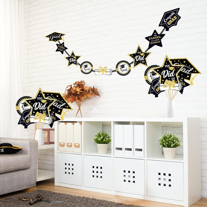 Black and Gold Graduation Decorations Set of 24, Class of 2025 Table Decor, Congrats Grad Party Supplies