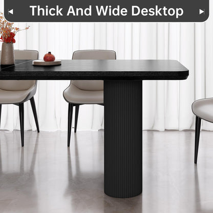 GraceNook 79" Rectangular Black Dining Table, Modern Kitchen Table with Sturdy Sleek Wave Support Legs for Living Room, Dining Room & Kitchen