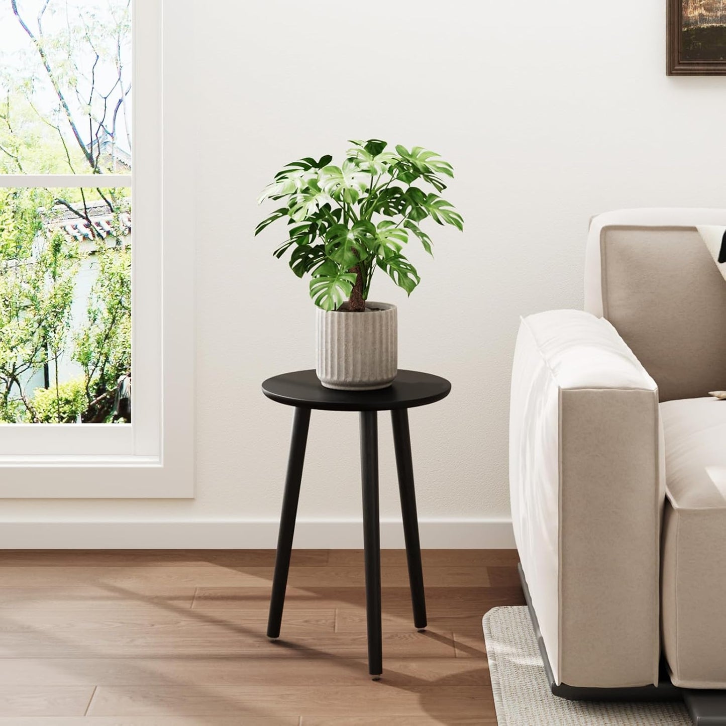 Leaf&lull Tall Plant Stand Indoor Black Plant Table for Large Plants Wooden Plant Stool Plant Holder for Living Room