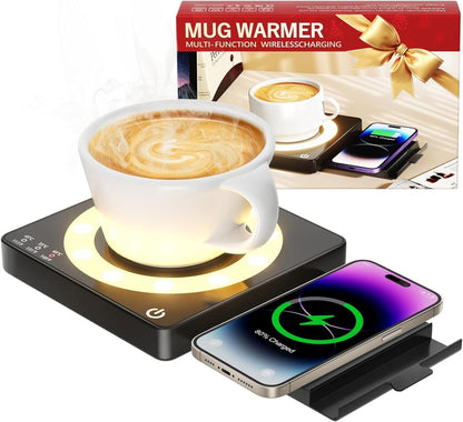 15W 3 Settings 8H Coffee Mug Warmer, Smart Mug Warmer, Wireless Phone Charging, Heat Temperature Controlled, Auto Off