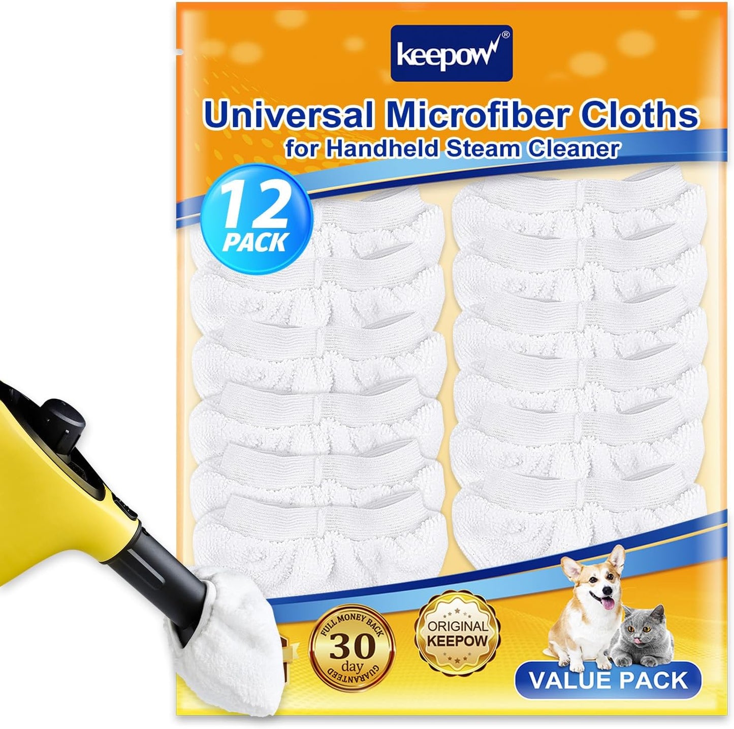 12 Pack KEEPOW Universal Microfiber Cloths for Handheld Steam Cleaner Attachments Compatible with Bissell Steam Shot