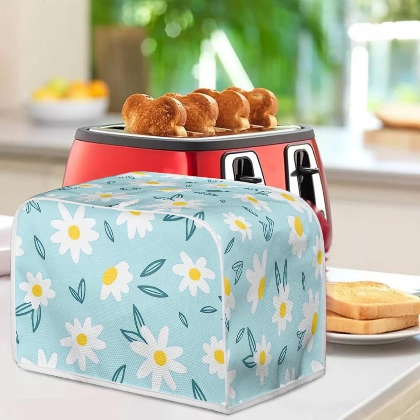 ZFRXIGN Light Blue Daisy Toaster Cover, 2 Slice Kitchen Small Appliance Covers, Machine Washable Dust Cover