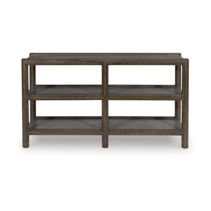 Signature Design by Ashley Kallenny Transitional Sofa Table with Open Shelf, Dark Brown & Gray