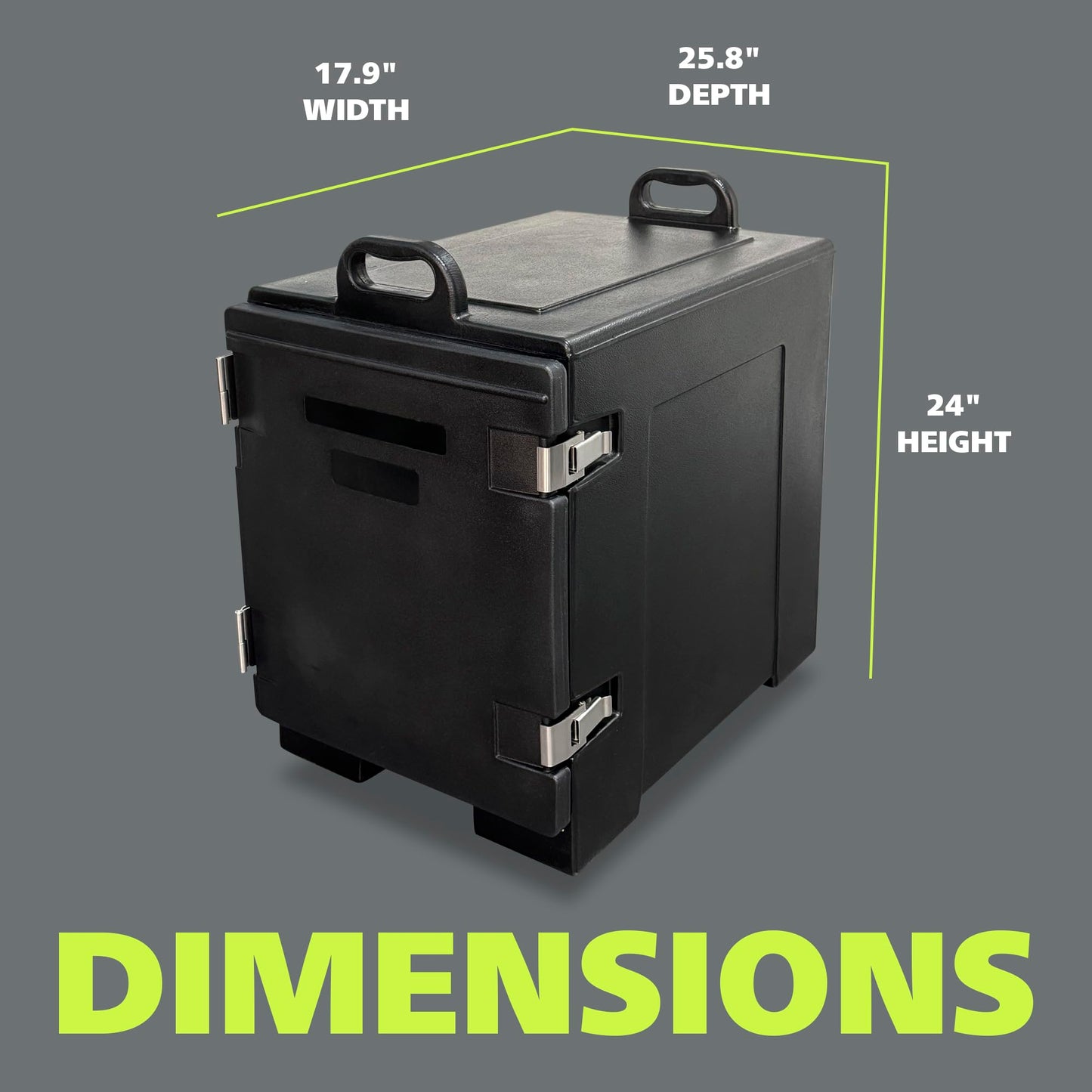 Pearington Commercial-Grade Insulated Food Pan Carrier for 5 Full-Size Pans, End-Loading Non-Electrical Stackable Hot Box Food Warmer with New Stainless Steel Latches, Black