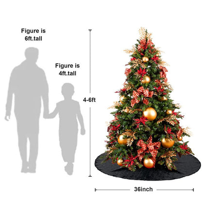 Poise3EHome Black Christmas Tree Skirt, 36 Inch Sparkle Sequin Mat for 6ft Tree Halloween Xmas Party Decor