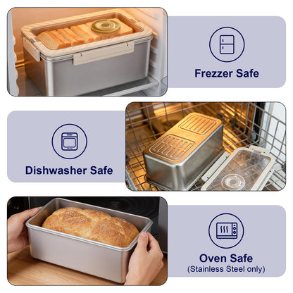 QCQHDU Bread Box, Time Recording 304 Stainless Steel Corner Fresh Bread Box Airtight Keeper Food Storage Container for Kitchen Countertop Homemade Breadbox BPA Free, 5800ML Large Capacity, 1 Pack