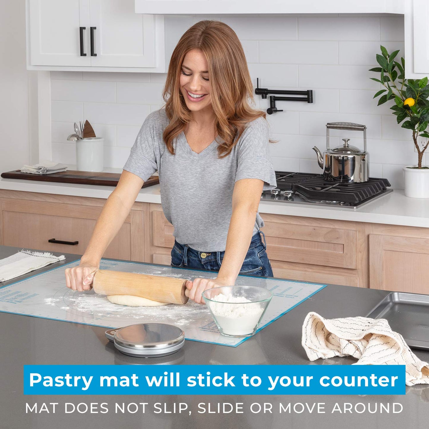 XXL Silicone Pastry Mat – Non-Slip, Easy-Clean Rolling Mat for Dough, Cookies, Pie, Bread, Pizza & Fondant – Extra Large 23.5” x 31.5” Baking Mats Board with Printed Measurements & Conversion Chart