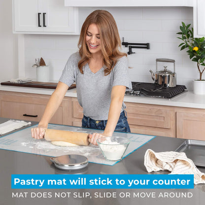 XXL Silicone Pastry Mat – Non-Slip, Easy-Clean Rolling Mat for Dough, Cookies, Pie, Bread, Pizza & Fondant – Extra Large 23.5” x 31.5” Baking Mats Board with Printed Measurements & Conversion Chart