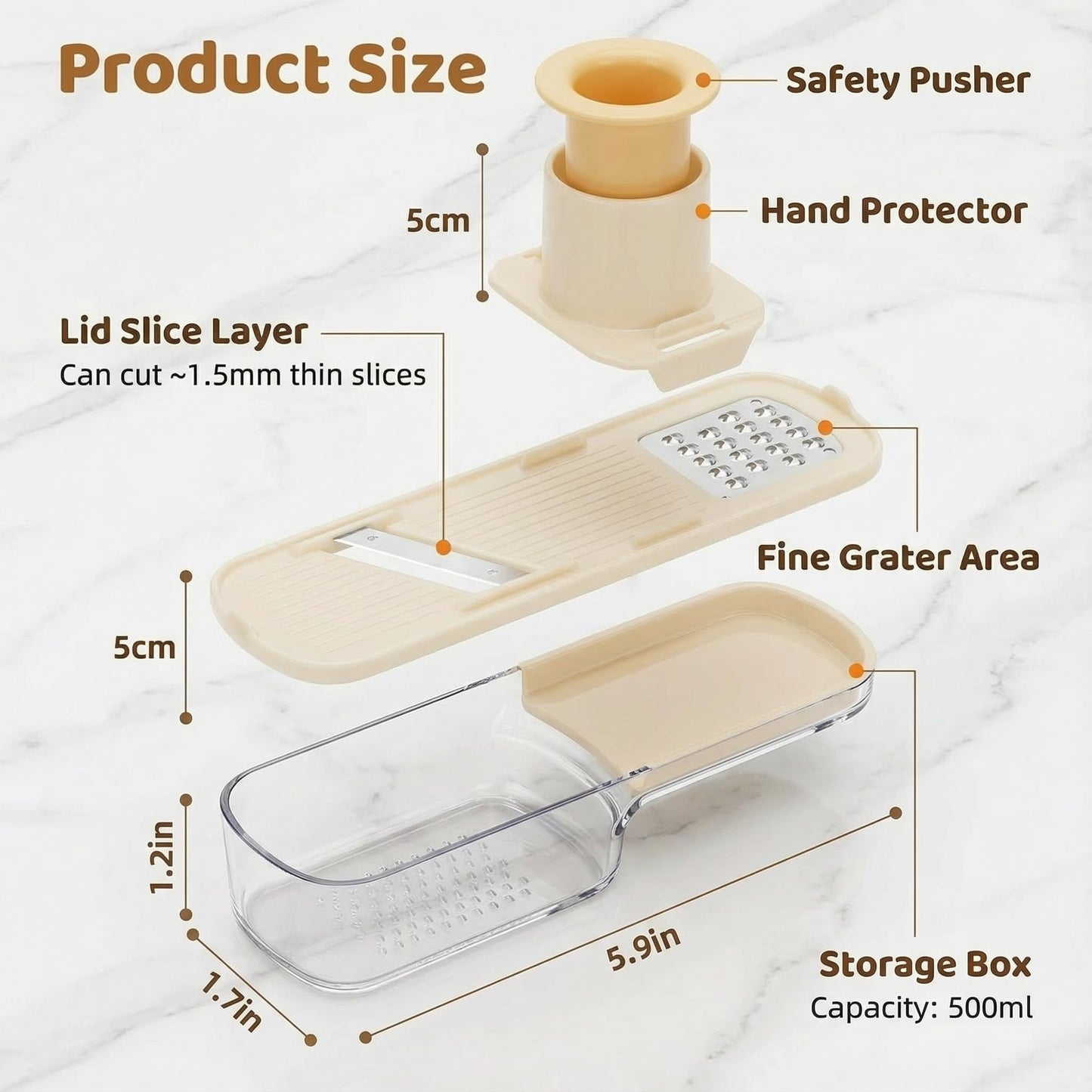 2Pcs 3 in 1 Mini Garlic Grinder, Multifunctional Garlic Grater Ginger Vegetable Chopper, Handheld Kitchen Gadget with Container & Safety Guard for Camping Picnic Cooking