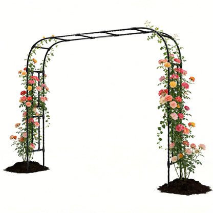RUCOIN 25MM Thickened Steel Pipe Garden Arch Trellis – 126"(L) x 105"(H) Extra Heavy Duty Arbor, PE-Coated Rust-Proof Trellis for Climbing Plants Outdoor, Support for Roses, Ivy, Grapevine, Beans