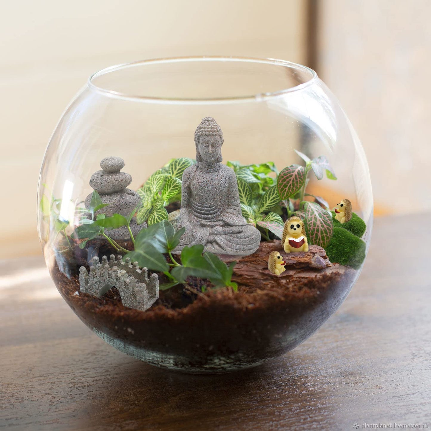 Meditation Zen Garden Accessories - Miniature Buddha Fairy Garden Kit Micro landscape Terrarium Kit DIY Japanese Mini Zen Garden Decor Chinese Potted Plant Culture Bonsai Decoration Bridge Pagoda