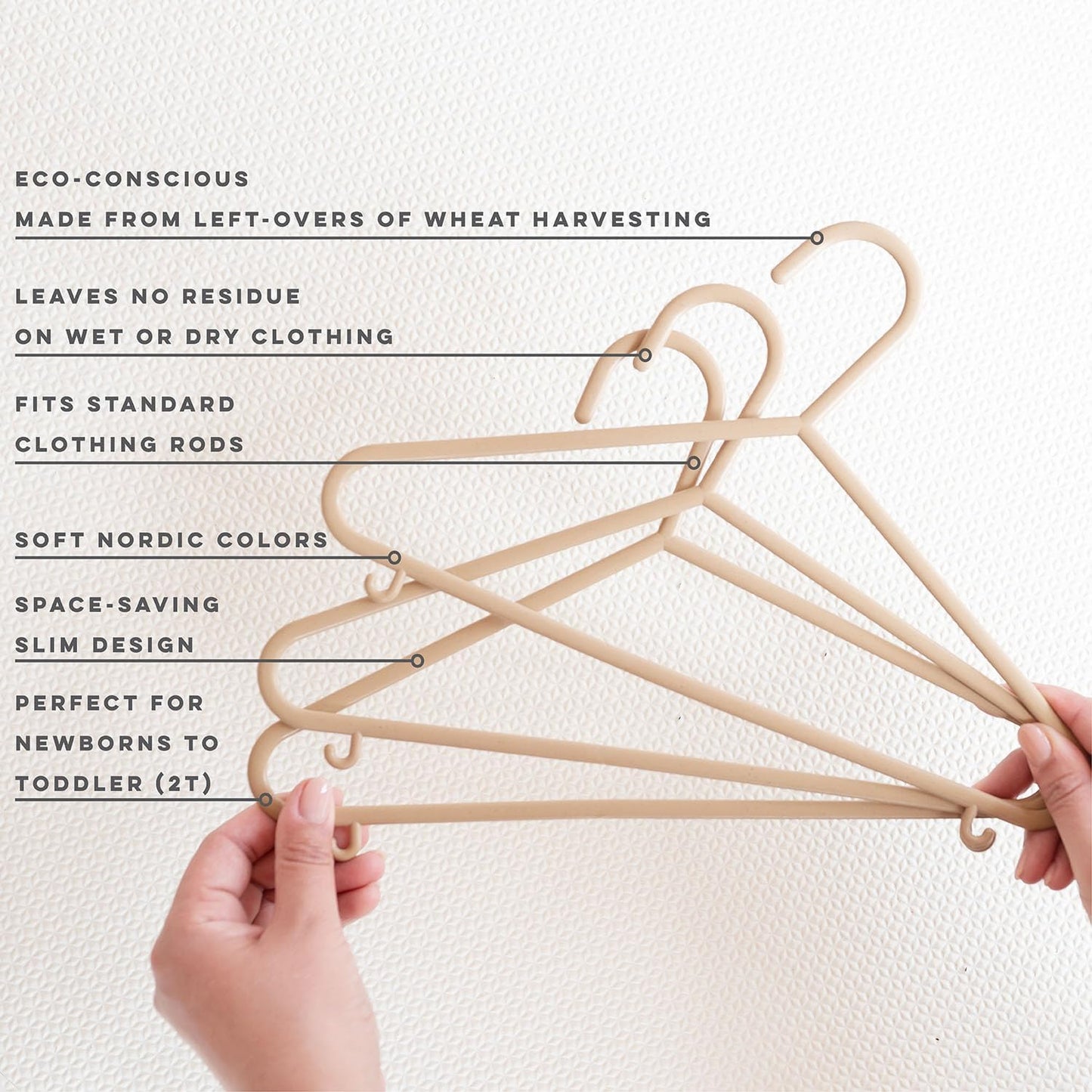 3 30-Pack Closet Sprouts Wheat Straw Plastic Hangers - Eco-Conscious Toddler Hangers for Child & Baby Clothes, Coats