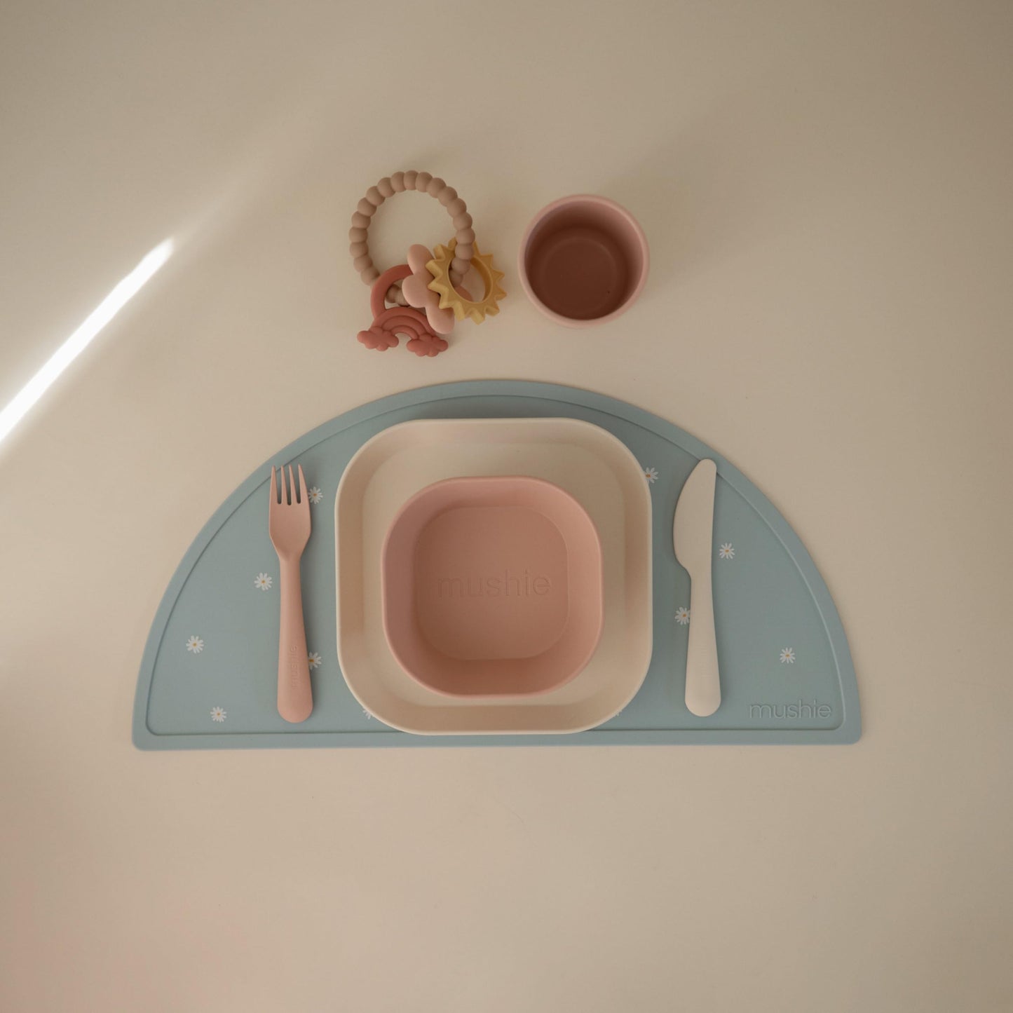 mushie Dinnerware Cutlery Set of 3 For Kids | Made in Denmark (Ivory)