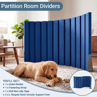 AmazingSpark 1 Pcs 30" X 6' Soundproof Room Divider Panel, Foldable Acoustic Partition Wall with Stand and Straps, Freestanding Privacy Screen for Office Study Bedroom Studio Library (Blue)